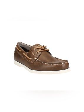Chaps Brown Leather Moc Toe Boat Shoe